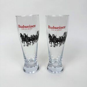 Set of 2 Budweiser King of Beers Clydesdale Pilsner Beer Glasses